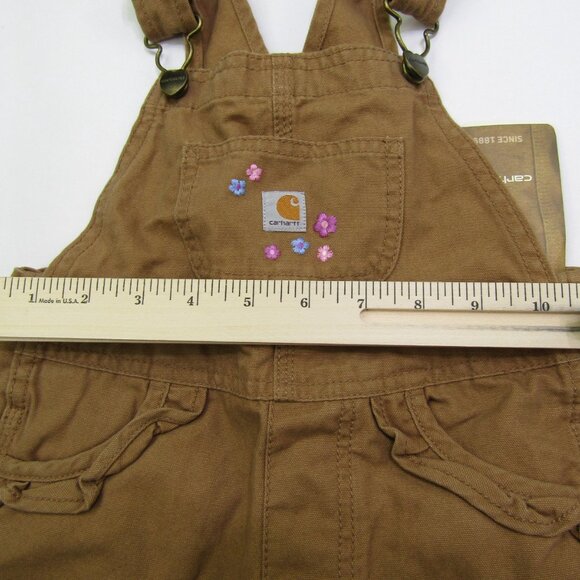 Carhartt Girls Overalls Girls 3T Relaxed Fit Honey Ginger Logo NWT - Picture 2 of 5